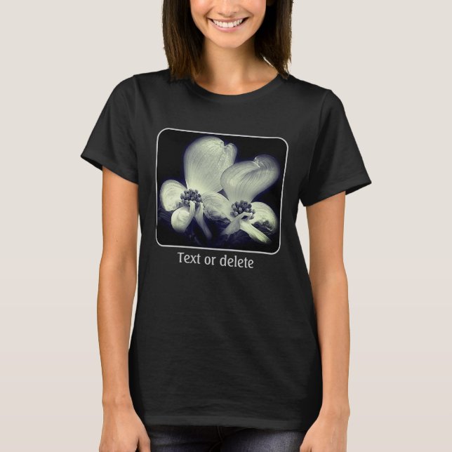 Camiseta Flores de cornejo en blanco y negro (Anverso)