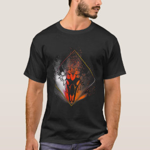 Camiseta Flores de cráneo de vaca boho diamante blanco rojo