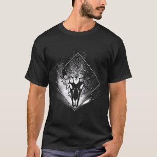 Camiseta Flores de cráneo de vaca boho diamante salpicadura