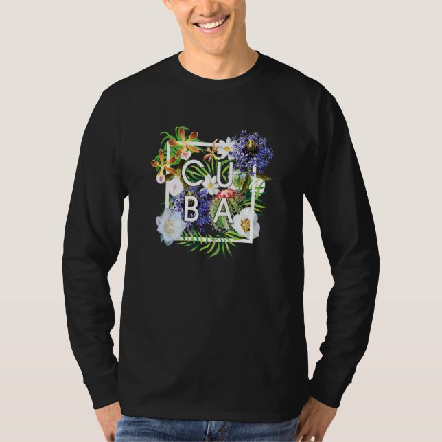 Camiseta Flores De Cuba Palabra Arte Orgullo Cubano (Anverso)