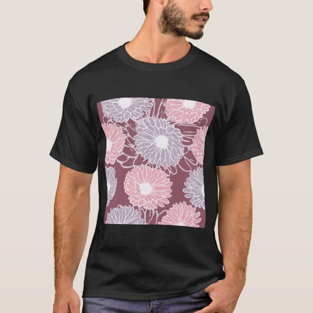 Camiseta Flores de Dahlia patrón ininterrumpido lanzar almo (Anverso)