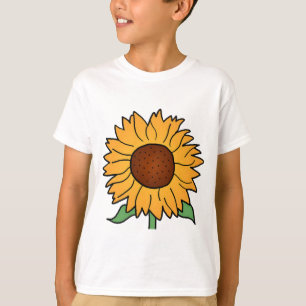 Camiseta Flores de dibujos animados, girasol floral de vera