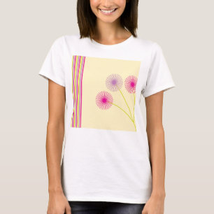 Camiseta Flores de Diente de León Coloridas, Rayas, Abstrac