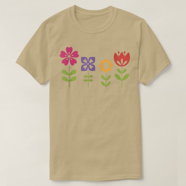 Camiseta Flores de diseño floral colorido  (Diseño del anverso)