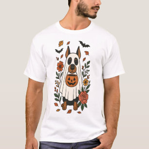 Camiseta Flores de Doberman Pinscher de Halloween