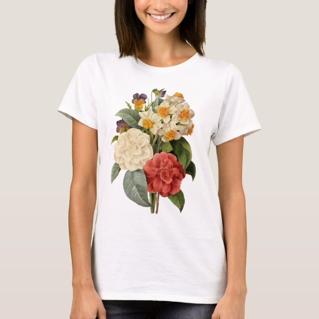 Camiseta Flores de época, camellias y narcisos, Redoute (Anverso)