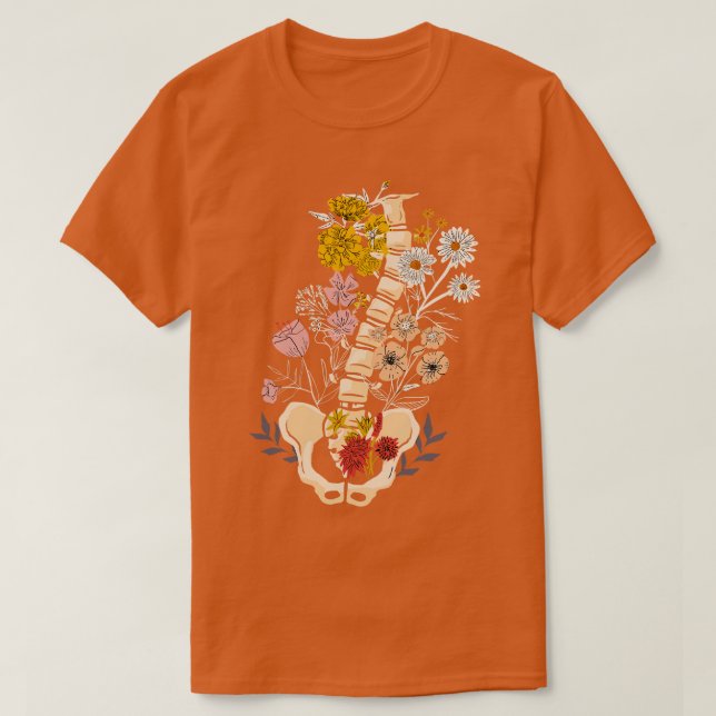 Camiseta Flores de espina dorsal Radiología Ortopédica Flor (Diseño del anverso)