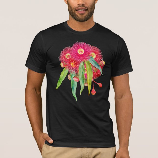 Camiseta Flores de eucalipto de árbol de goma rosa (Anverso)