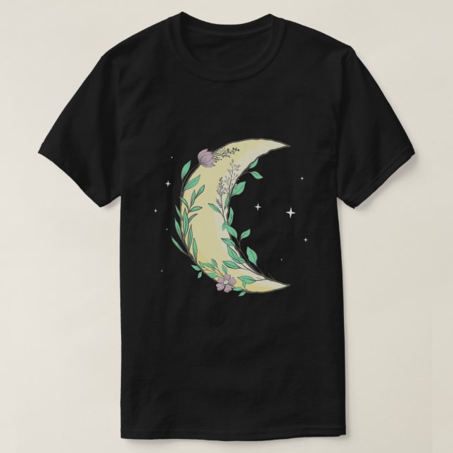 Camiseta Flores de Fairycore estético Crescent Moon Phase (Diseño del anverso)