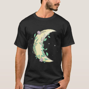 Camiseta Flores de Fairycore estético Crescent Moon Phase