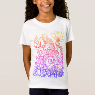 Camiseta Flores de fantasía arcoiris con mariposa