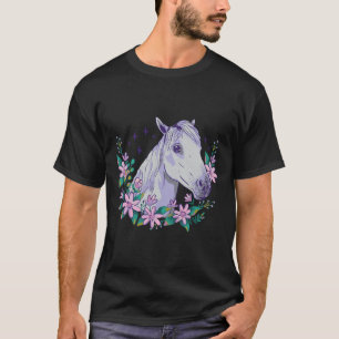 Camiseta Flores de flores de caballo Caballo montando a cab