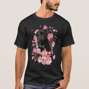 Camiseta Flores de flores de cerezo de pug