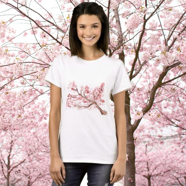 Camiseta Flores de flores de cerezo rosa acuarela oriental (Subido por el creador)