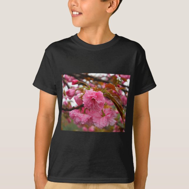 Camiseta Flores de flores de cerezo rosado caliente (Anverso)