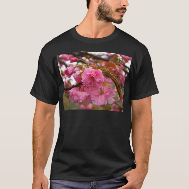 Camiseta Flores de flores de cerezo rosado caliente (Anverso)