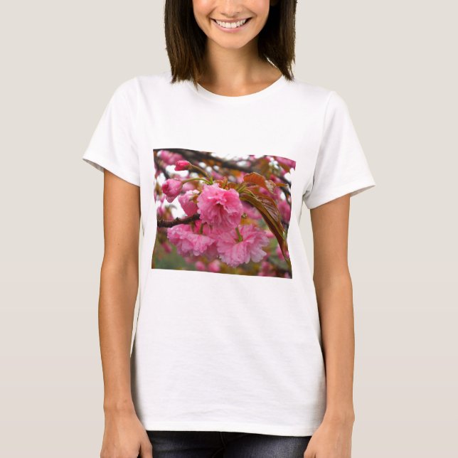 Camiseta Flores de flores de cerezo rosado caliente (Anverso)