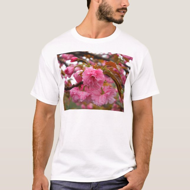 Camiseta Flores de flores de cerezo rosado caliente (Anverso)