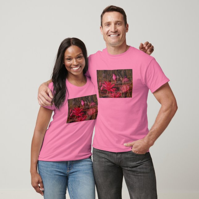 Camiseta Flores de flores rosas de pintura de época (Unisexo)