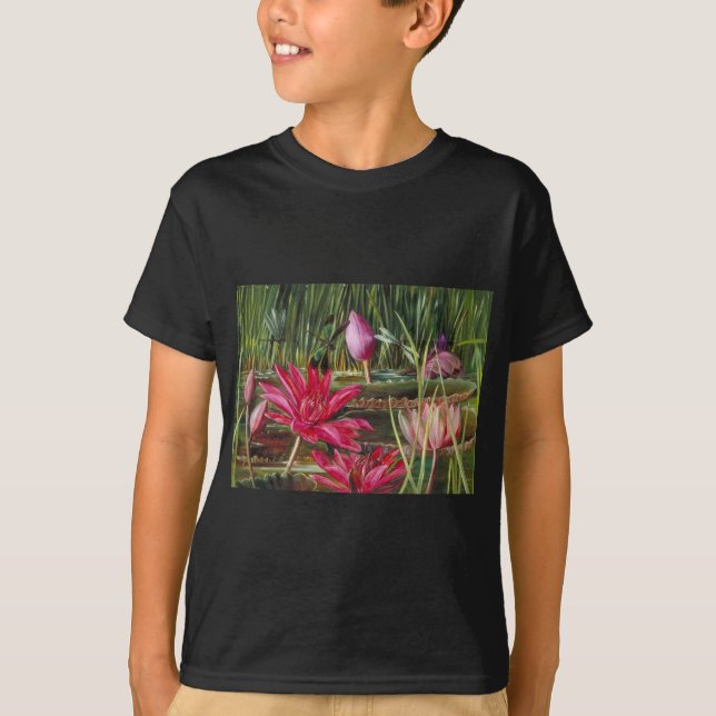 Camiseta Flores de flores rosas de pintura de época (Anverso)