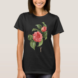 Camiseta Flores de flores vintage, de camelia rosa por Redo