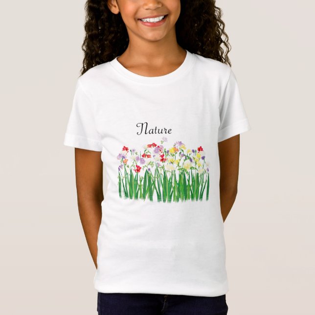 Camiseta flores de freesia, tema ambiental (Anverso)