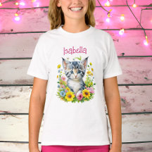 Flores de gatito acuarela personalizadas