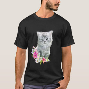 Camiseta flores de gatito de bebé
