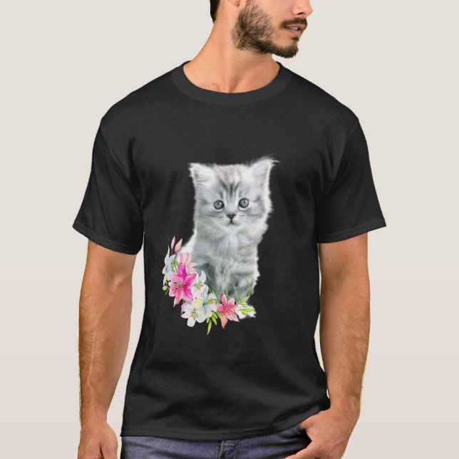Camiseta flores de gatito de bebé (Anverso)