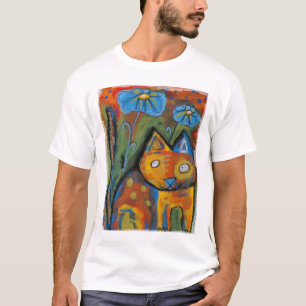Camiseta Flores de gato y azul