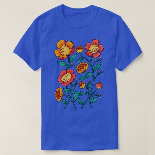 Camiseta Flores de gatos (Diseño del anverso)