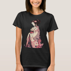 Camiseta Flores de geisha japonesa en flor de cerezo