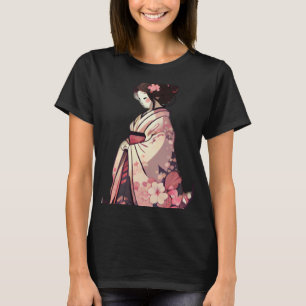 Camiseta Flores de geisha japonesa en flor de cerezo