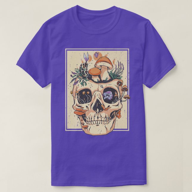 Camiseta Flores de Goblincore Esqueleto Naturaleza  (Diseño del anverso)