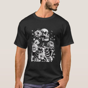 Camiseta Flores de Gótico de esqueleto florido Alt Oscuro G