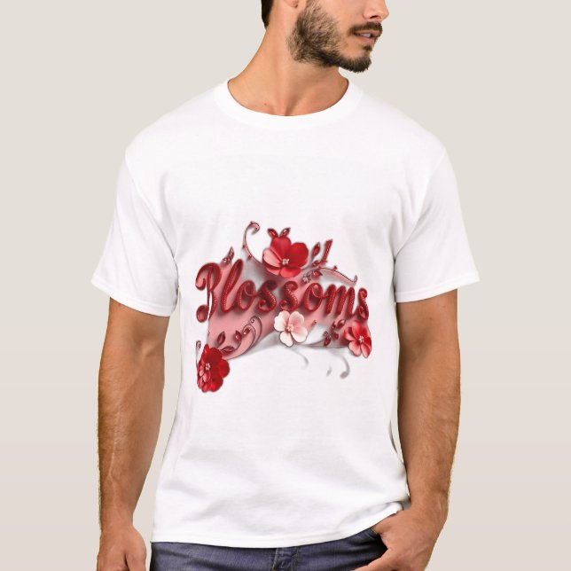 Camiseta Flores de guiones rojos de rubí (Anverso)