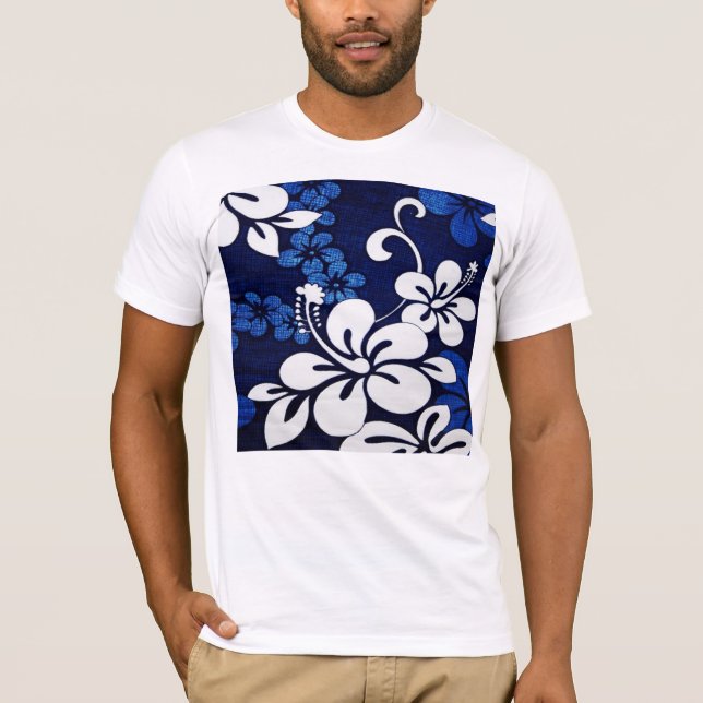 Camiseta Flores de Hawái azules (Anverso)