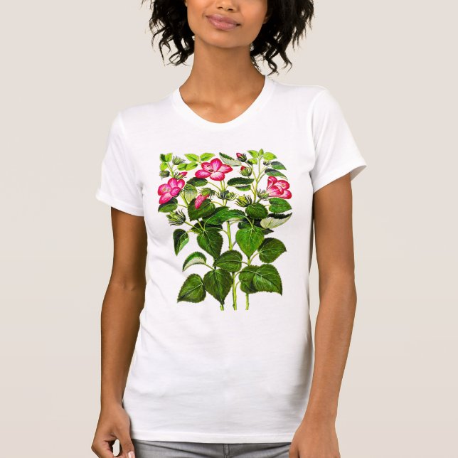 Camiseta Flores de Hibiscus Pink Italiano (Anverso)