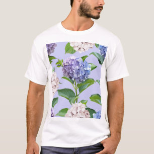 Camiseta Flores de hidrangea: textura floral multicolor.