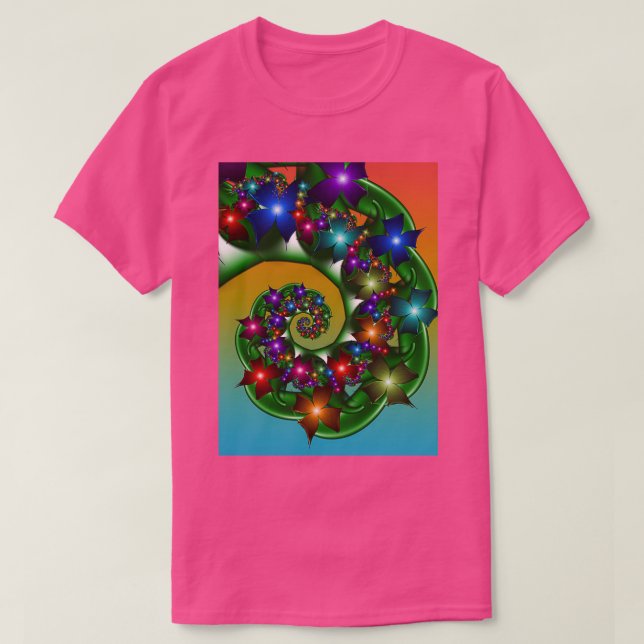 Camiseta flores de hilatura coloridas (Diseño del anverso)