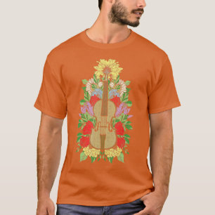 Camiseta Flores de hilo florales de violín vintage Flora fo