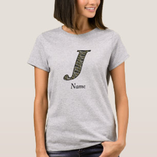 Camiseta Flores de Hortensia con Inicial de Monograma J Per
