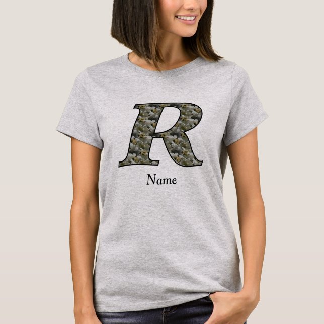 Camiseta Flores de Hortensia con Inicial de Monograma Perso (Anverso)