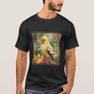 Camiseta Flores de huertas de pájaro Cockatiel Pintando a l