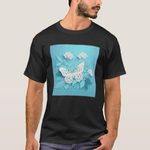 Camiseta Flores de Ilustracion de mariposa blanca cúrcuma M