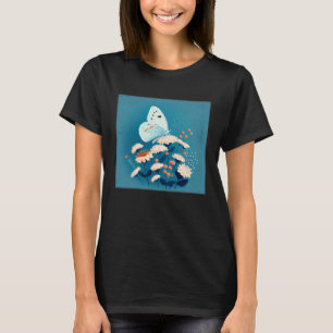 Camiseta Flores de Ilustracion de mariposa blanca cúrcuma M