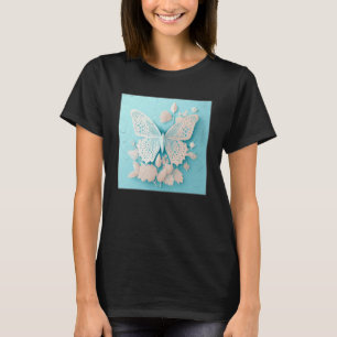 Camiseta Flores de Ilustracion de mariposa blanca cúrcuma M