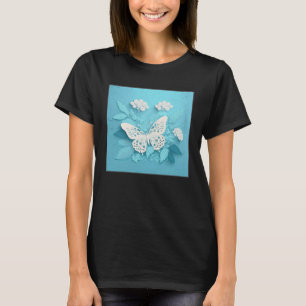 Camiseta Flores de Ilustracion de mariposa blanca cúrcuma M