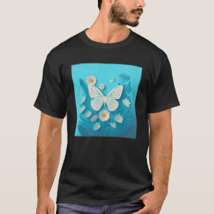 Camiseta Flores de Ilustracion de mariposa blanca cúrcuma M