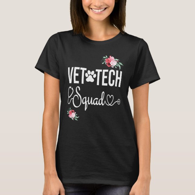 Camiseta Flores de impresión de tracción cúpula Vet Tech Sq (Anverso)